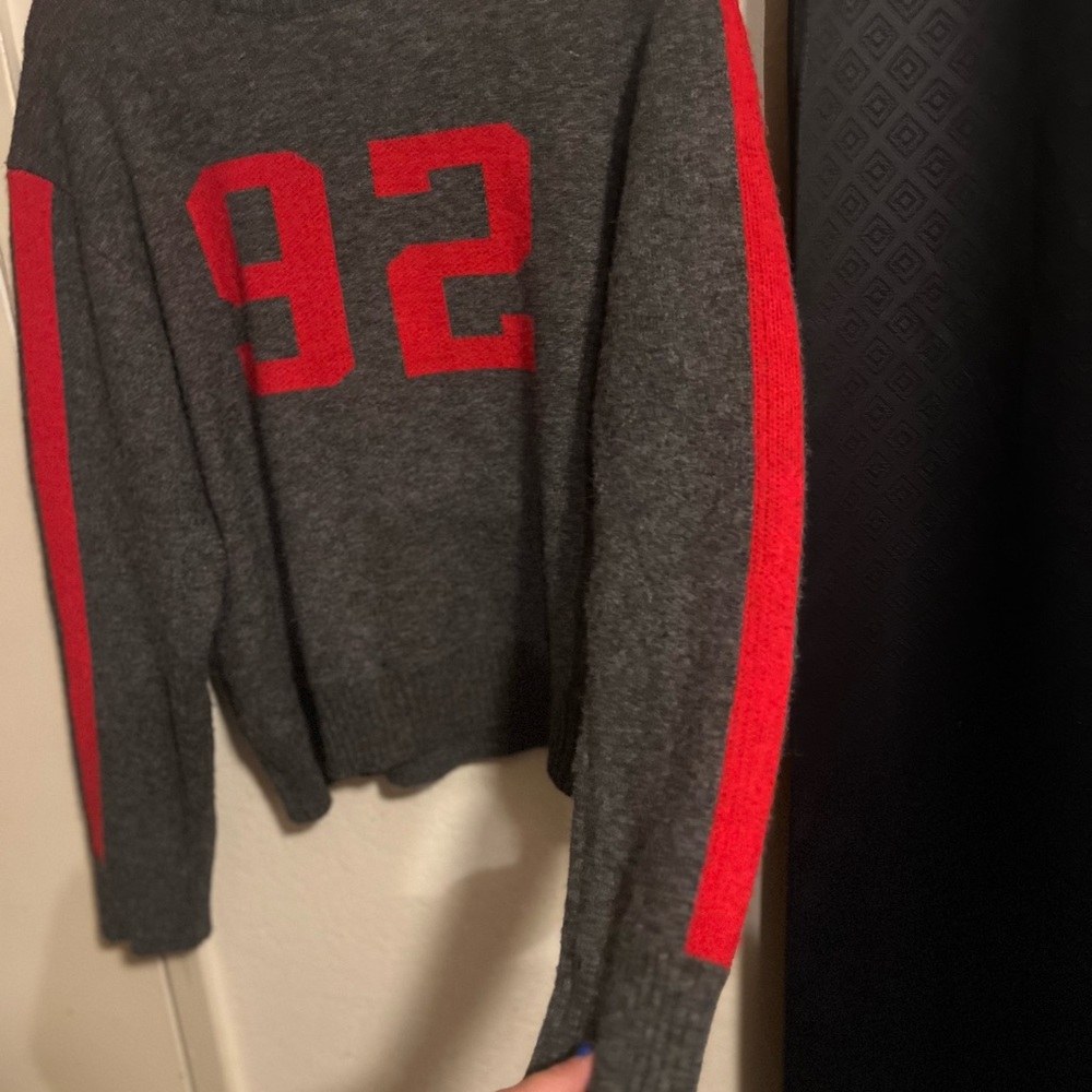 Gray Sweater with Red Number 92